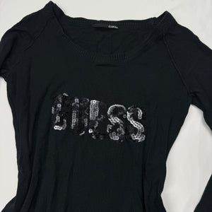 Black sequins logo super stretchy jumper (S)