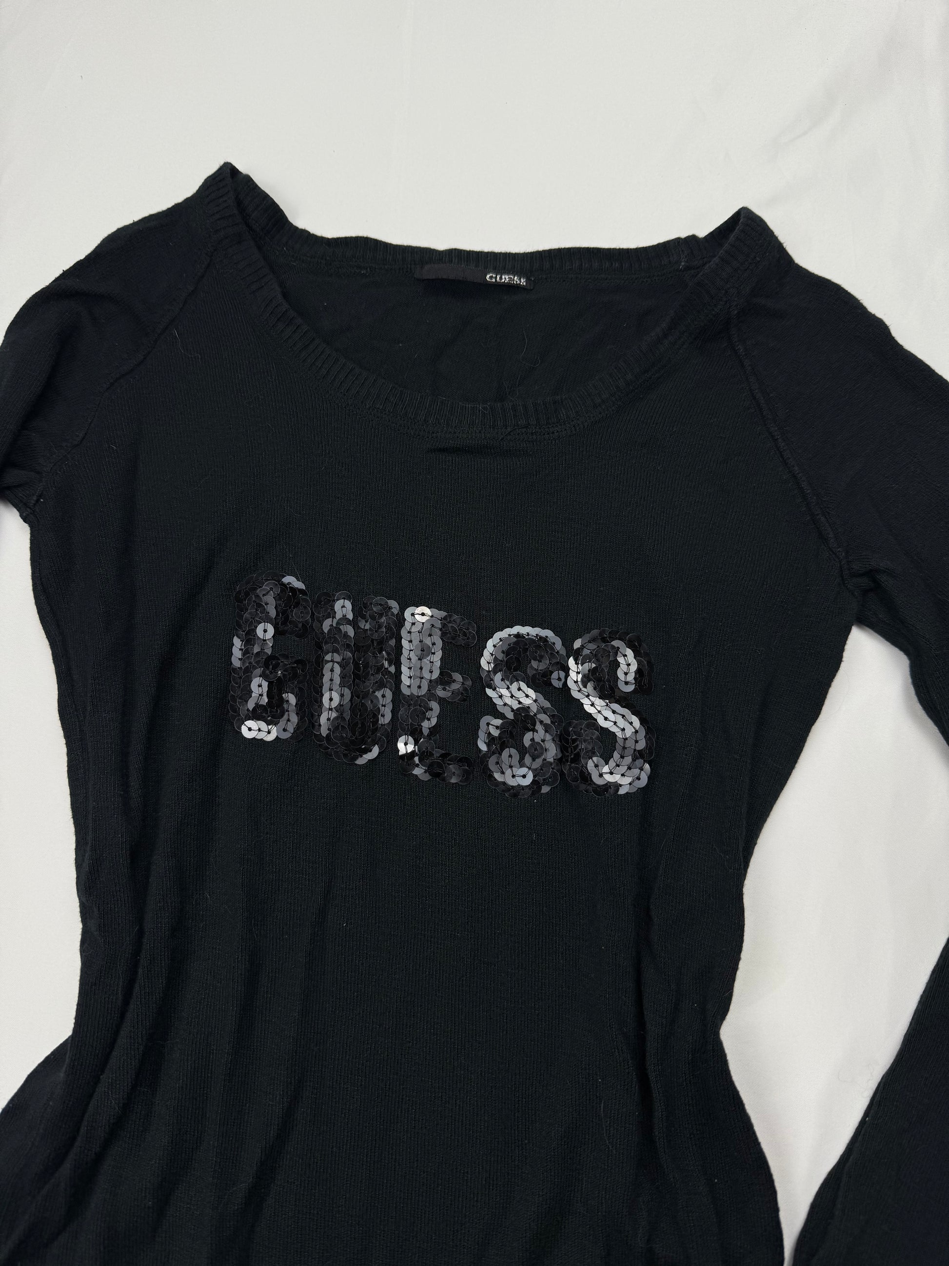 Black sequins logo super stretchy jumper (S)