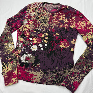 Burgundy lycra long sleeves top (S)