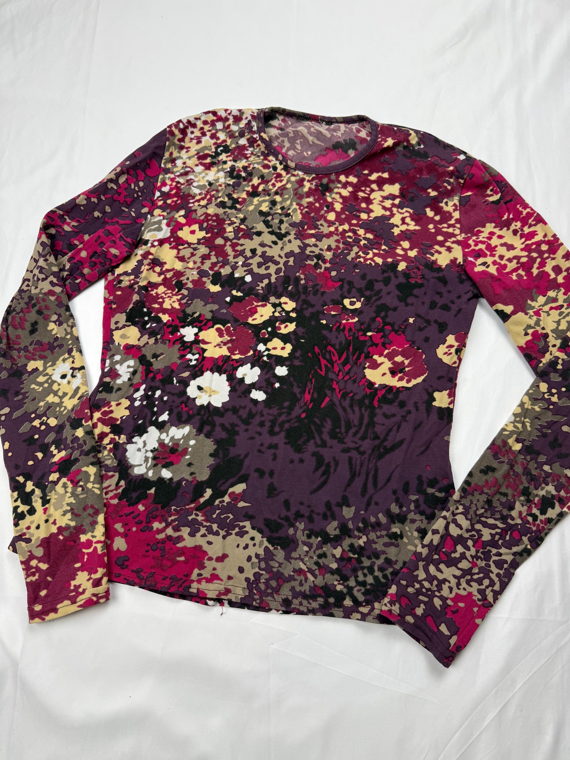 Burgundy lycra long sleeves top (S)