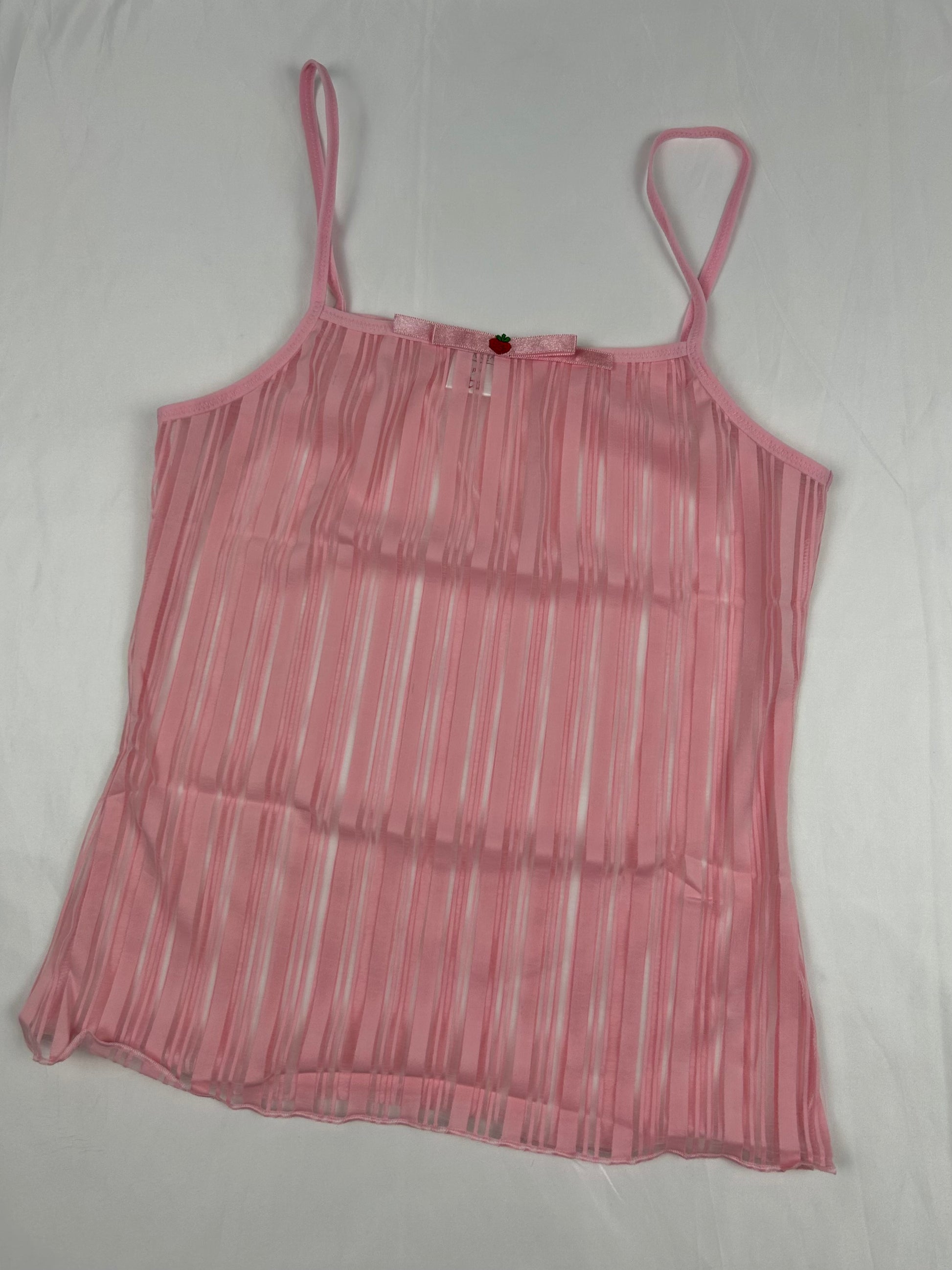 Pink see trough striped cami top (S)