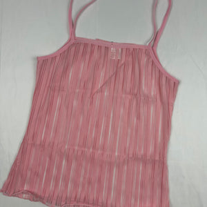 Pink see trough striped mesh cami top (S)