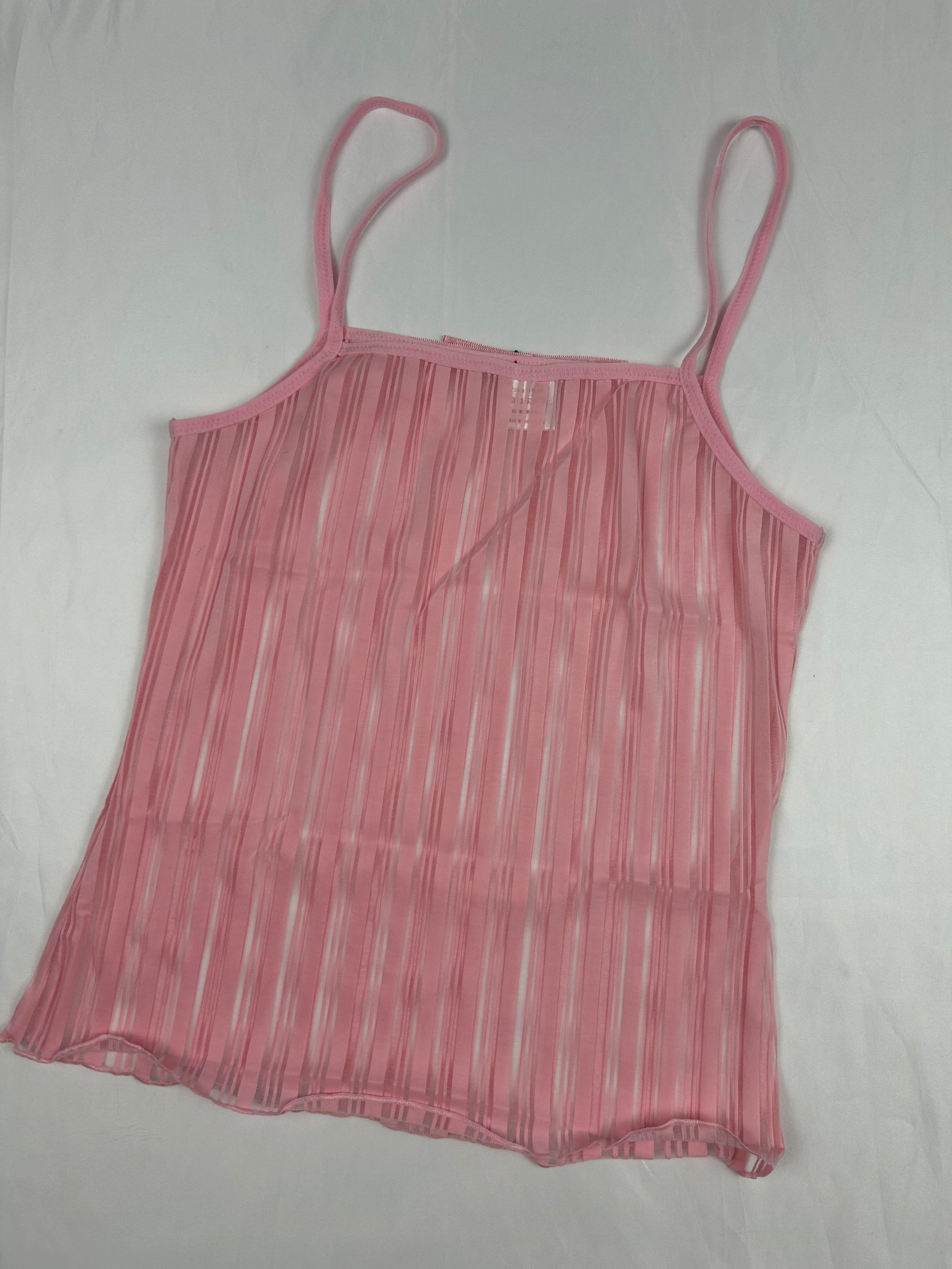Pink see trough striped cami top (S)