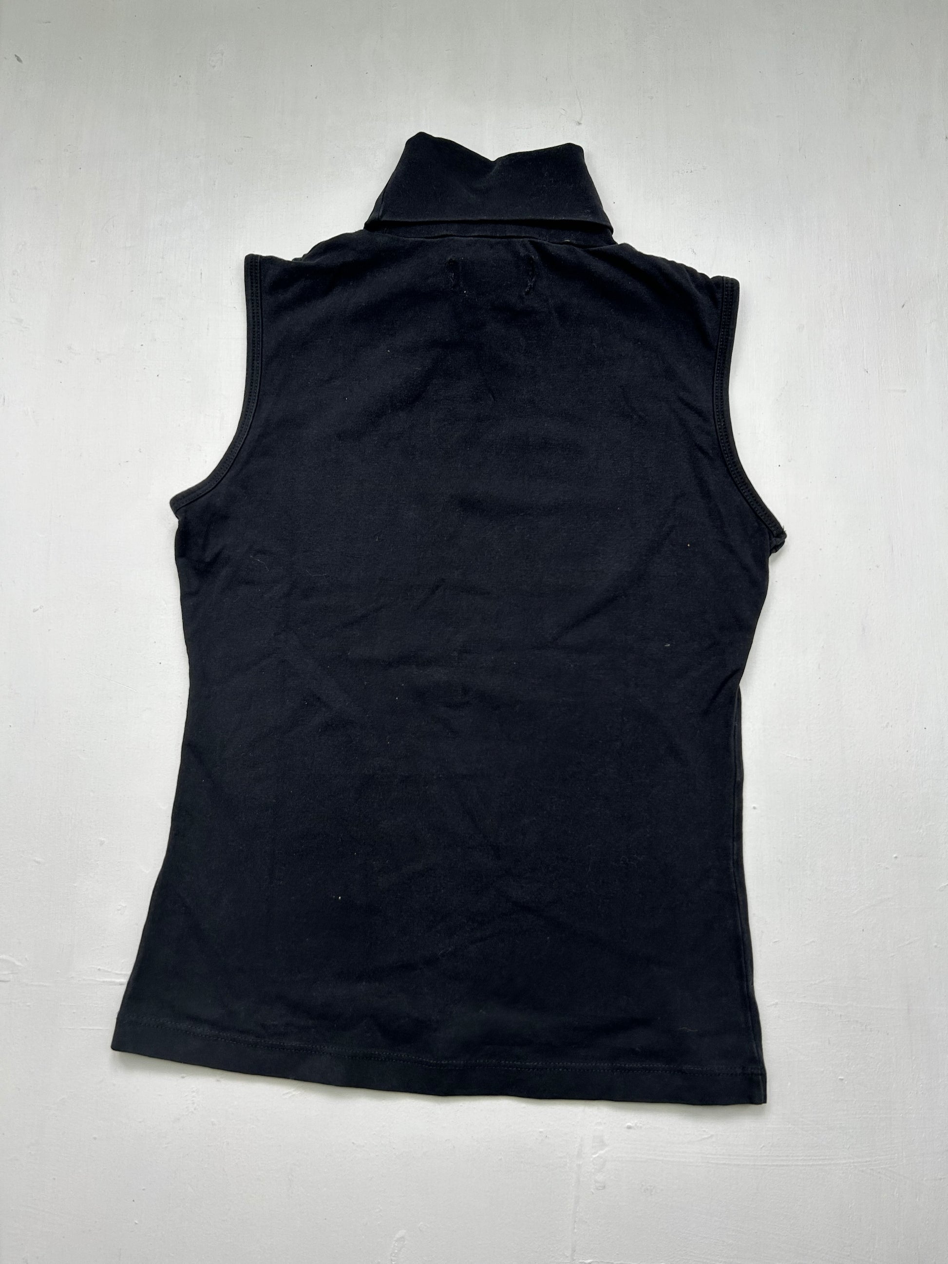 Black strass logo lycra stretchy tank top (S/M)