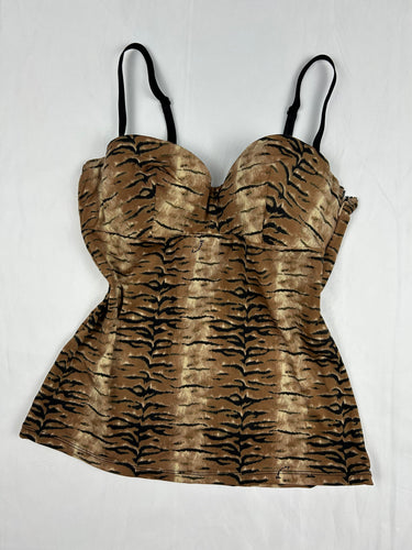 Beige animal print lycra corset top (S)