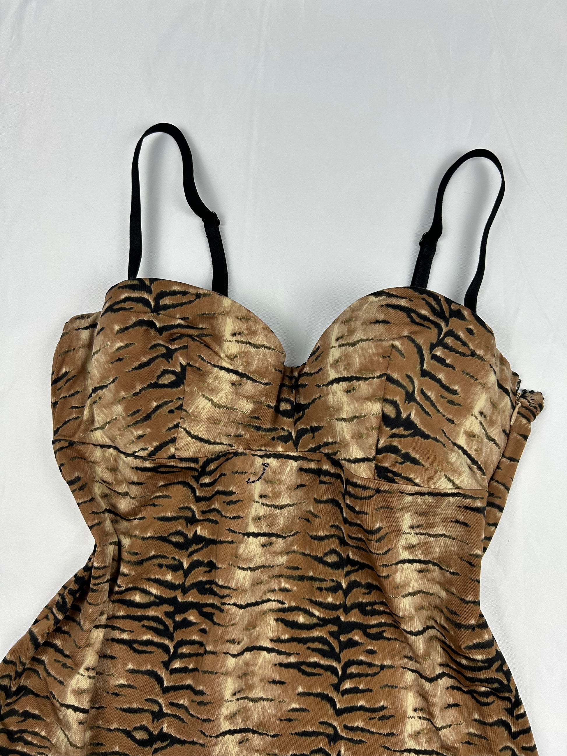 Beige animal print lycra corset top (S)