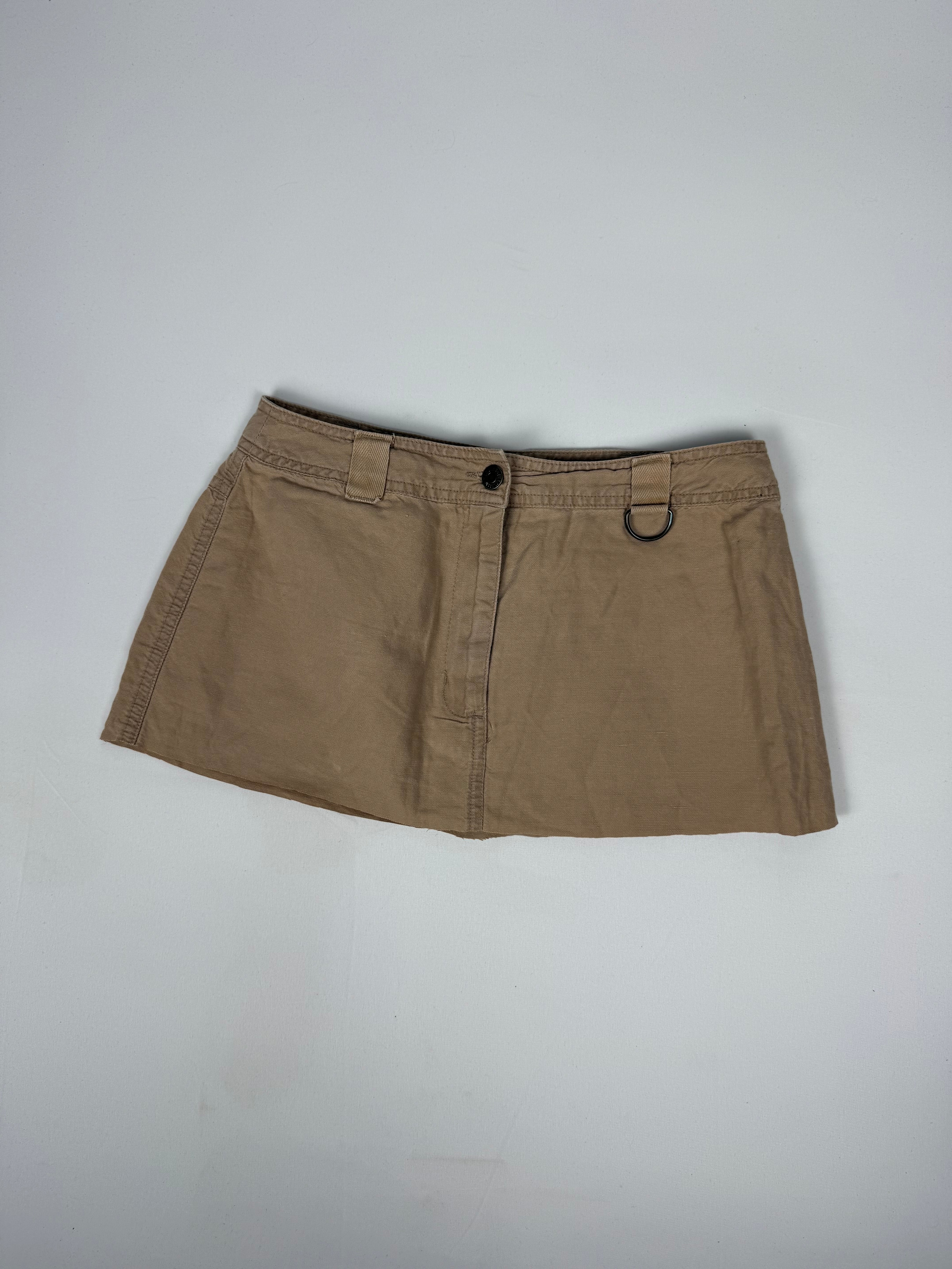 Beige denim low rise mini skirt (XS)