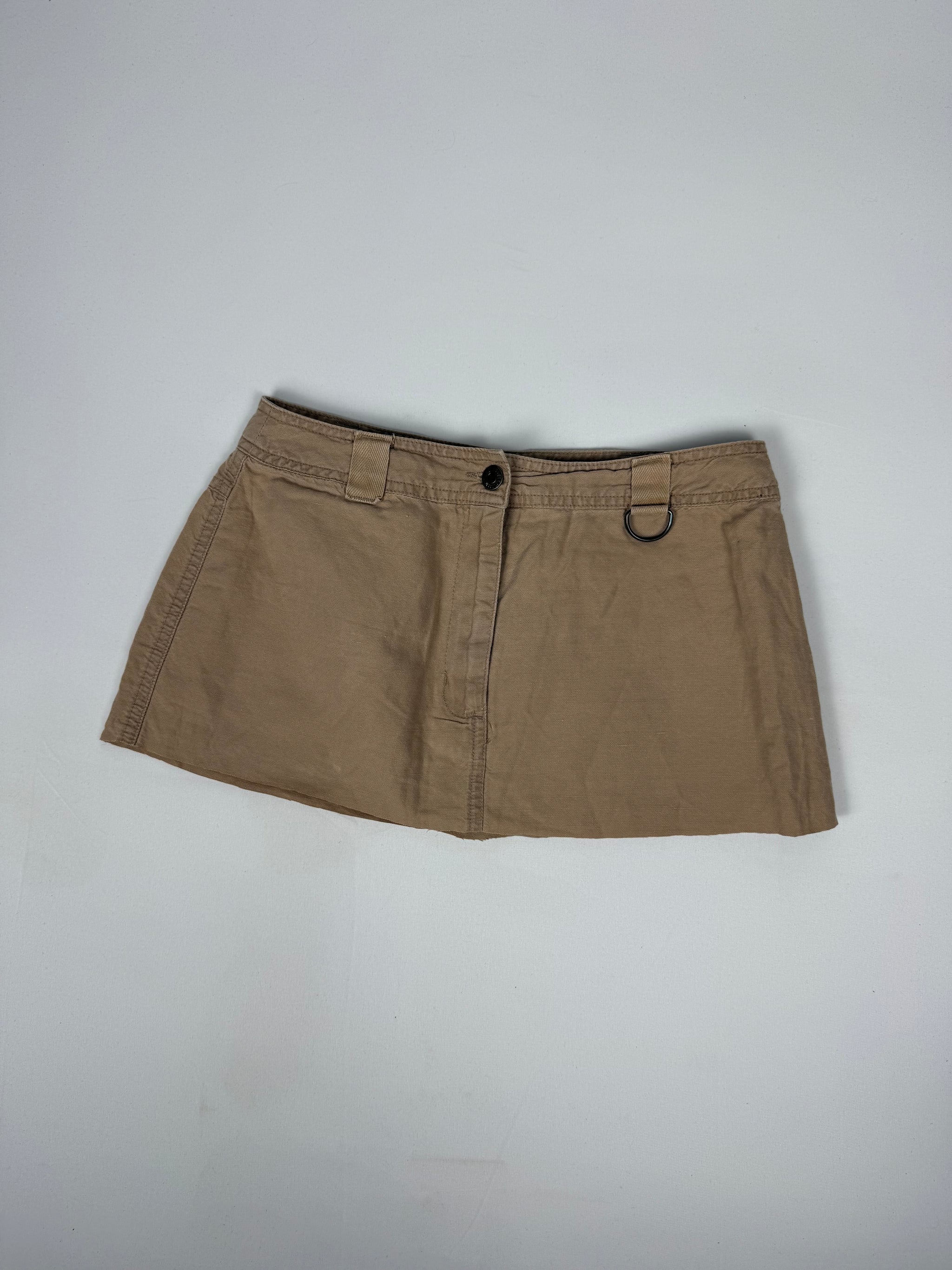 Beige denim low rise mini skirt (XS)