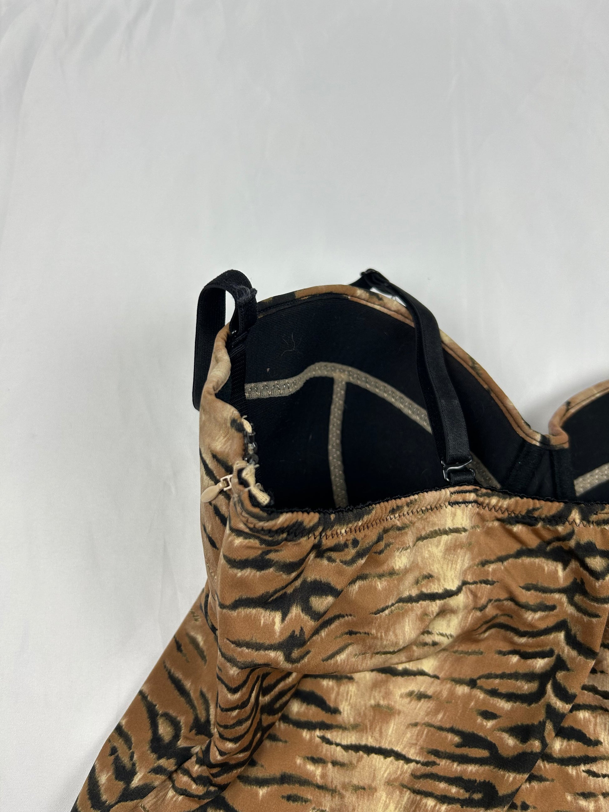 Beige animal print lycra corset top (S)