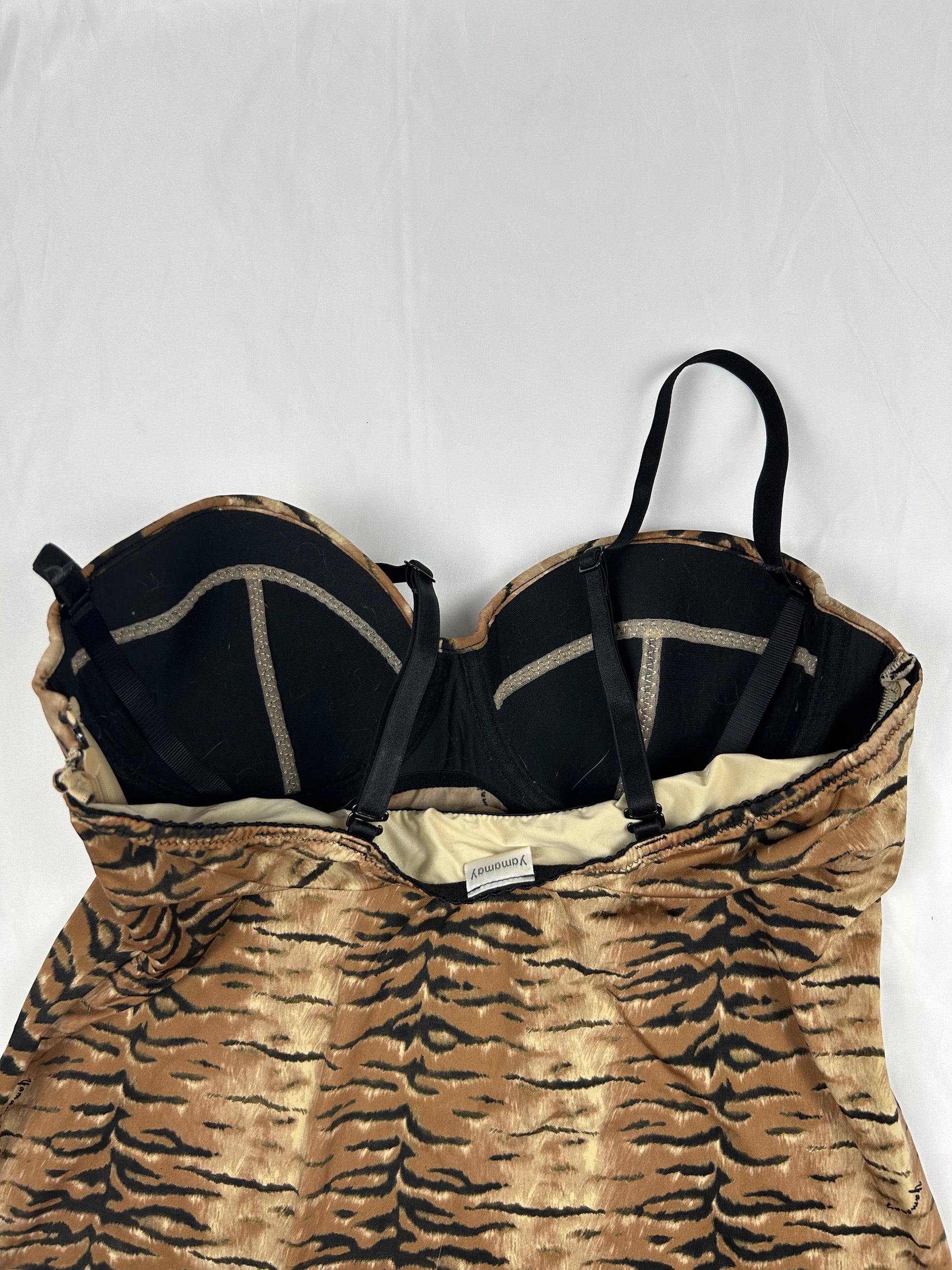Beige animal print lycra corset top (S)
