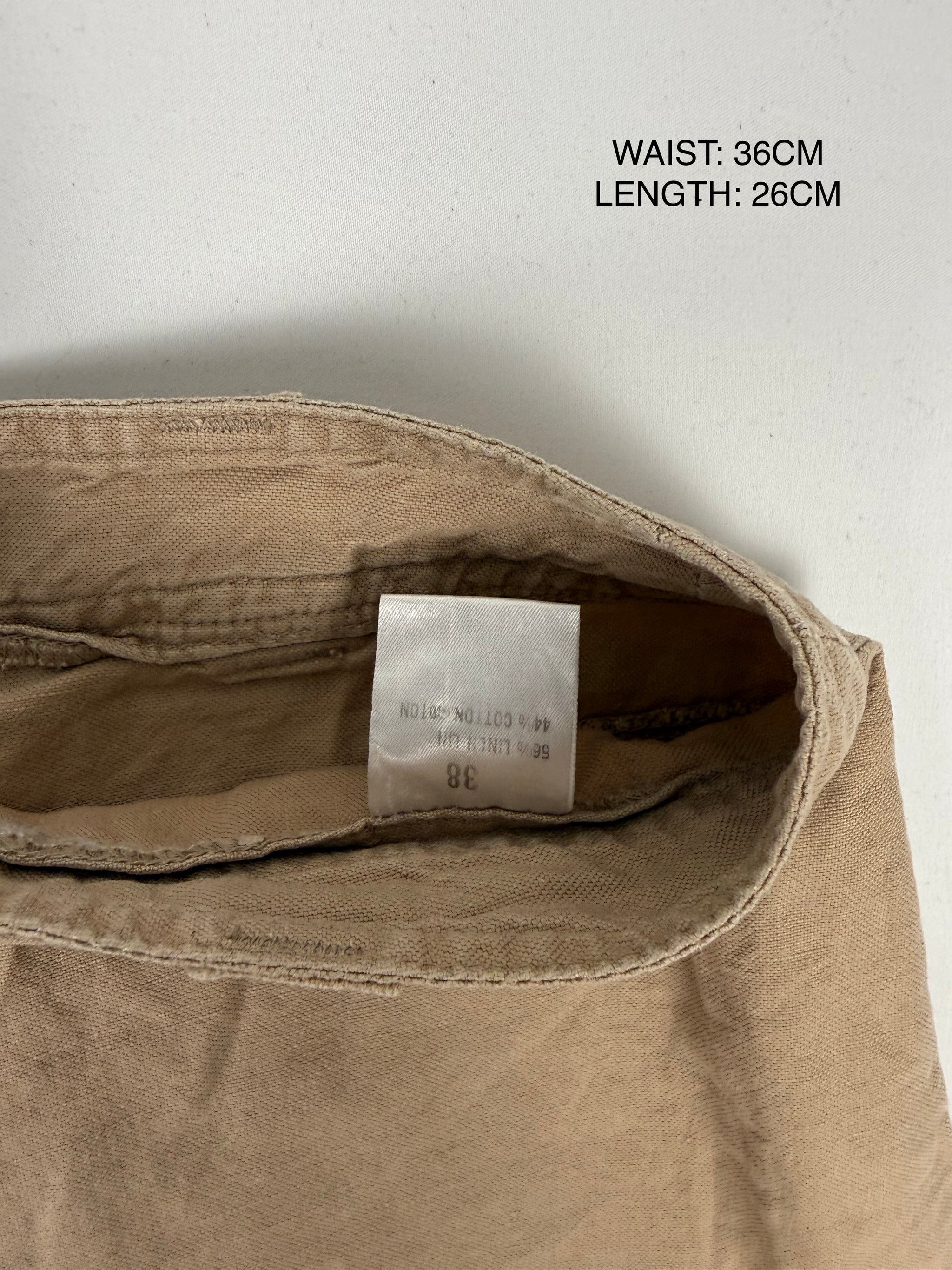 Beige denim low rise mini skirt (XS)