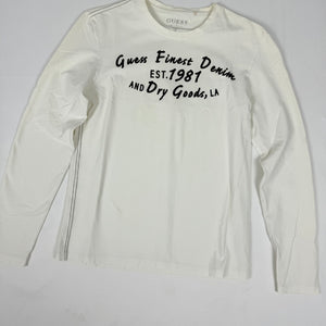 White text print cotton long sleeves top (M)