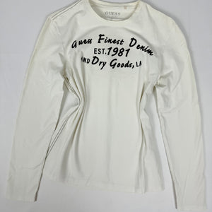 White text print cotton long sleeves top (M)