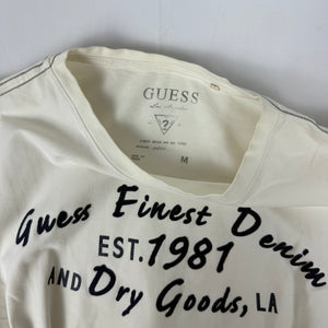 White text print cotton long sleeves top (M)