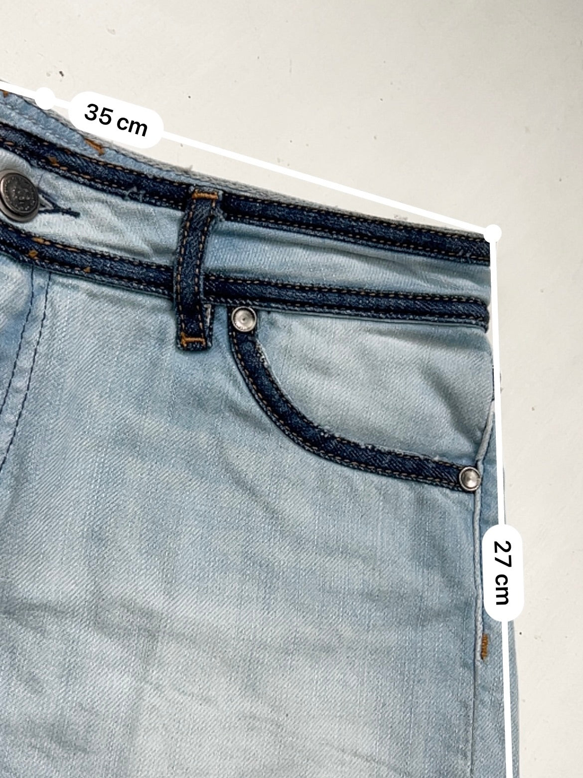 Blue denim low rise mini short (XS)