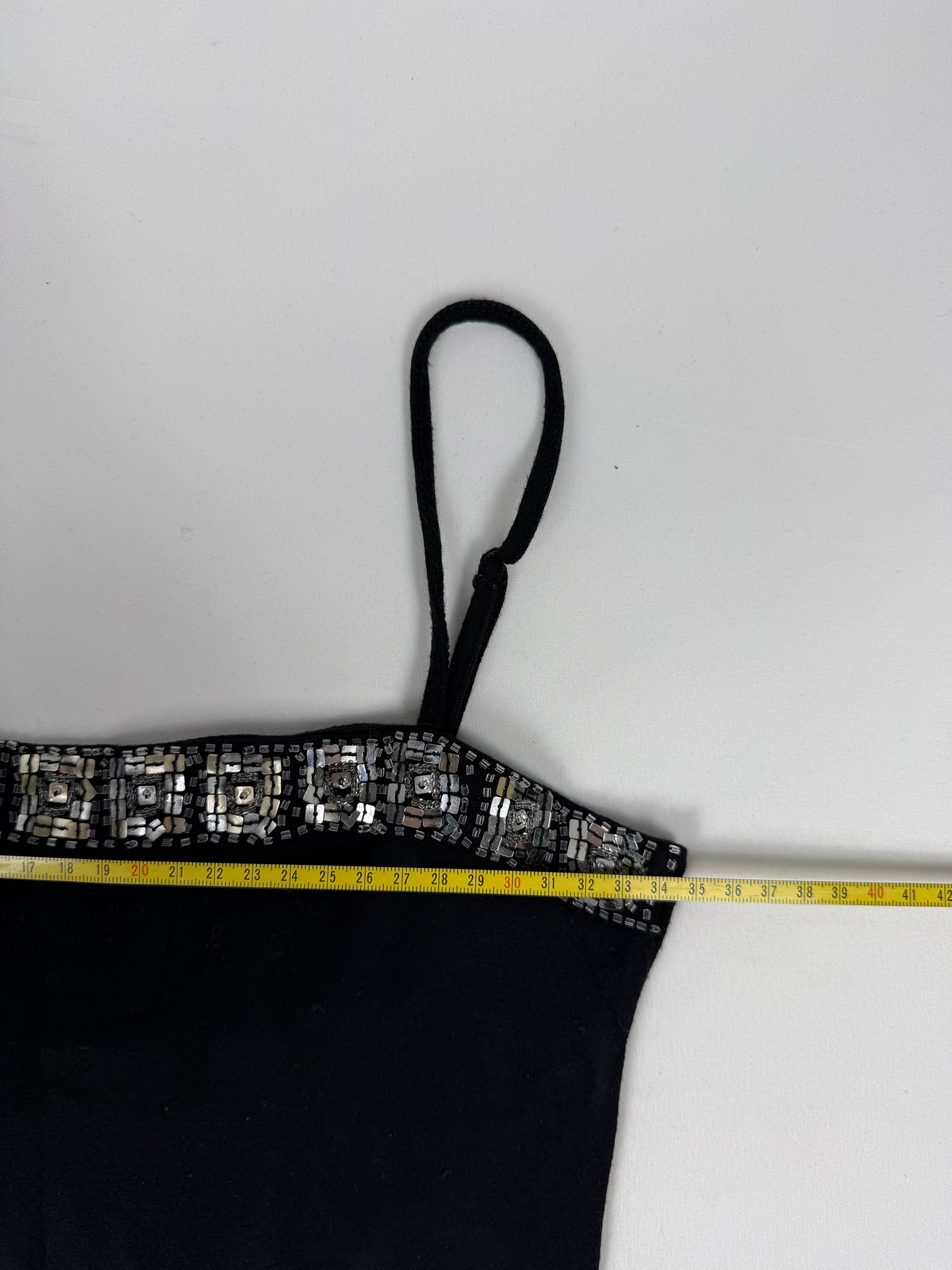 Black cami top with pearls (S)