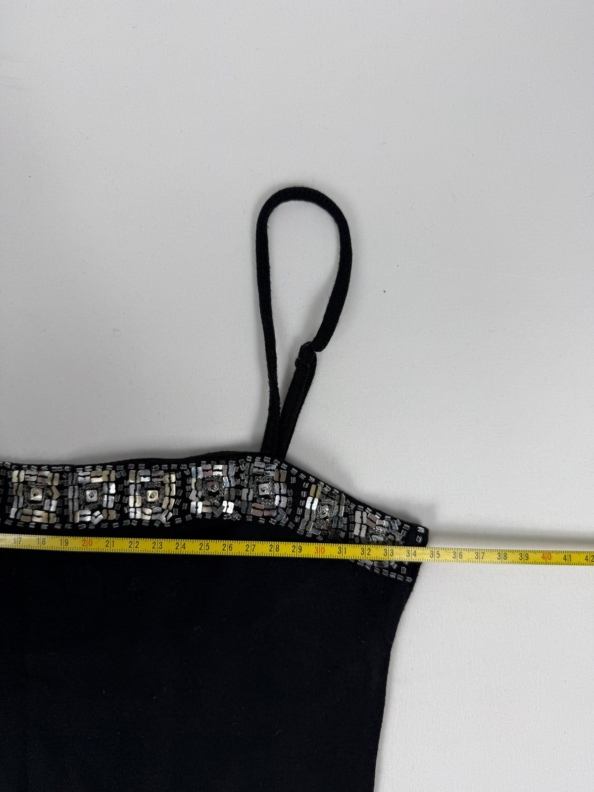 Black cami top with pearls (S)