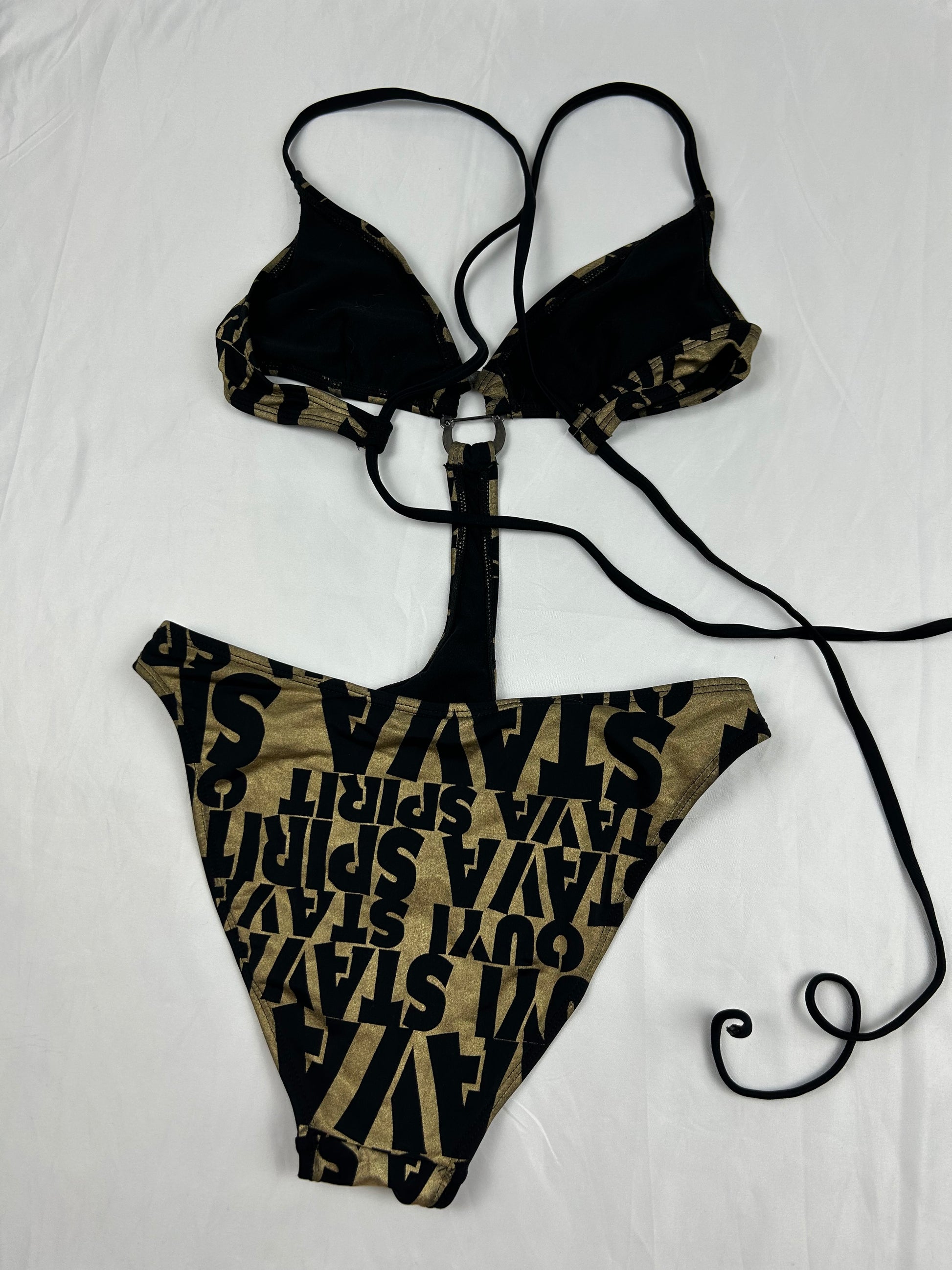 Gold graphic low waisted body swimsuit (S)
