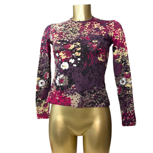 Burgundy lycra long sleeves top (S)