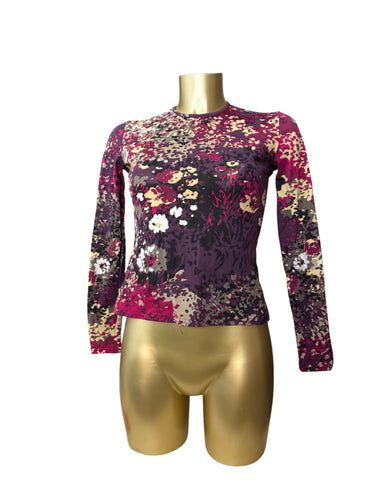 Burgundy lycra long sleeves top (S)