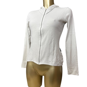 White cotton zip up hoodie  (L)