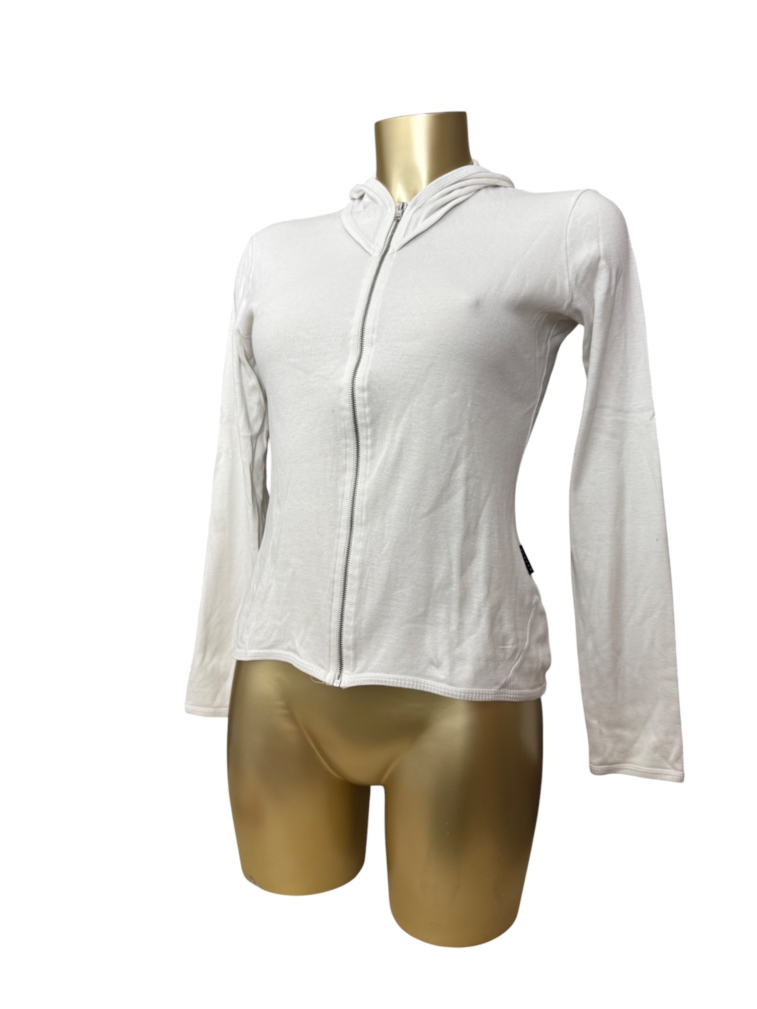 White cotton zip up hoodie  (L)