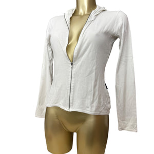 White cotton zip up hoodie  (L)