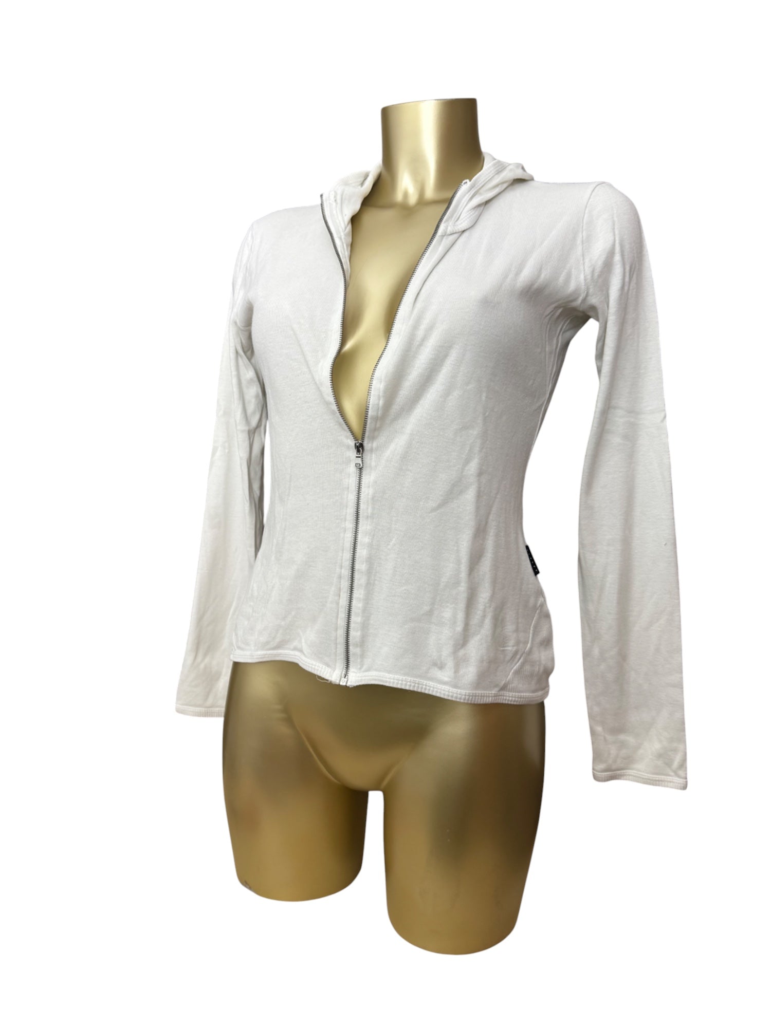 White cotton zip up hoodie  (L)
