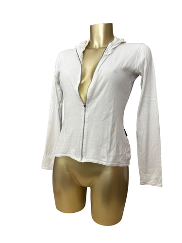 White cotton zip up hoodie  (L)