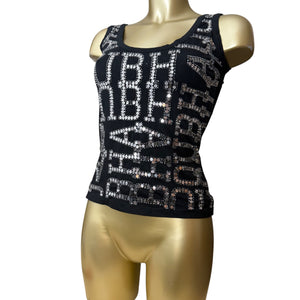 Black sequins stretchy top (XS)