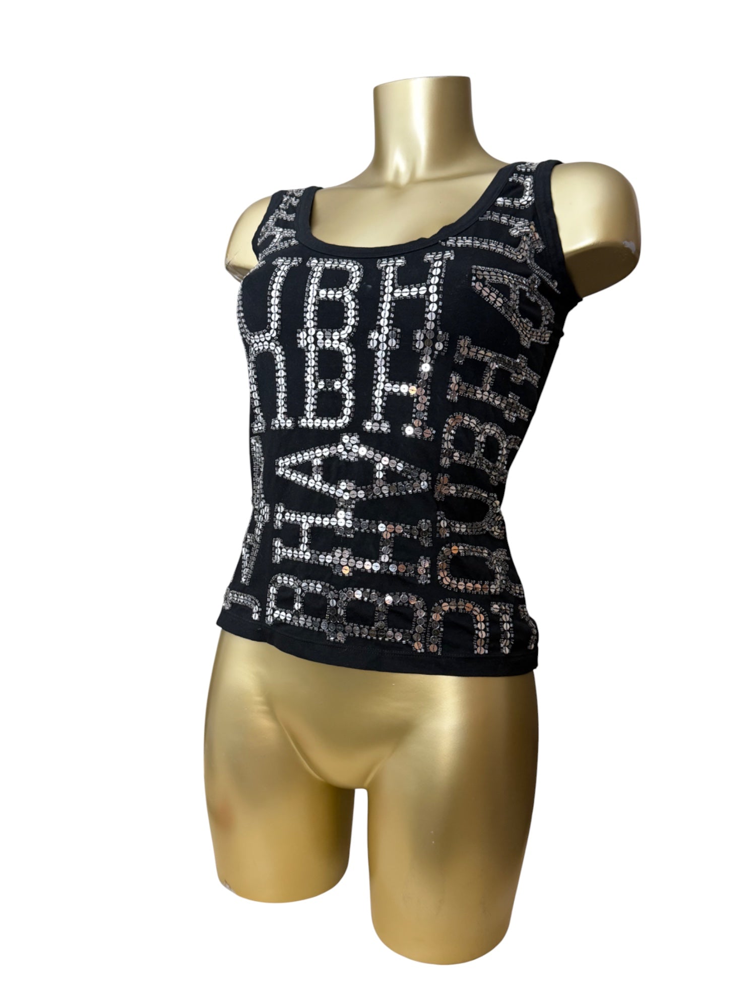 Black sequins stretchy top (XS)
