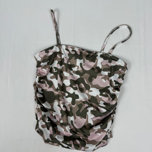 Baby pink & khaki camo print top (S)
