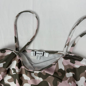 Baby pink & khaki camo print top (S)