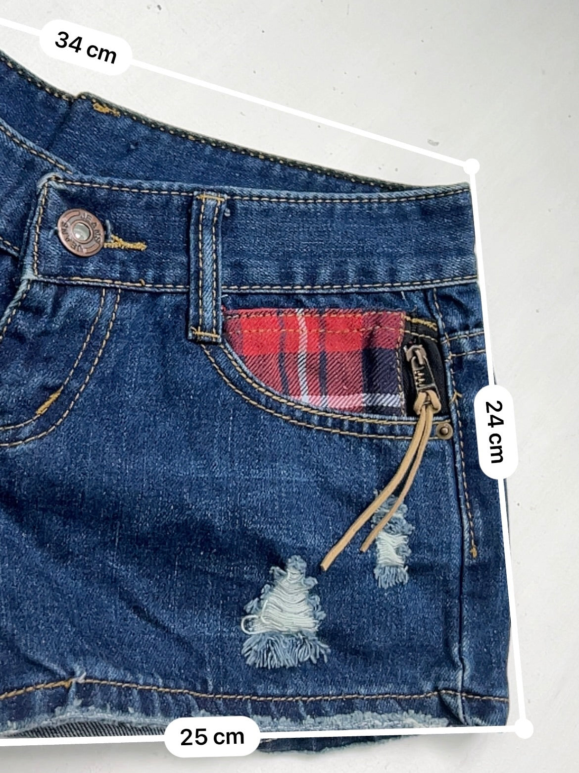 Navy blue denim low rise mini short (XS)