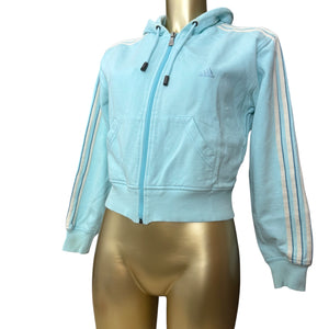 Baby blue striped zip up hoodie (XS/S)