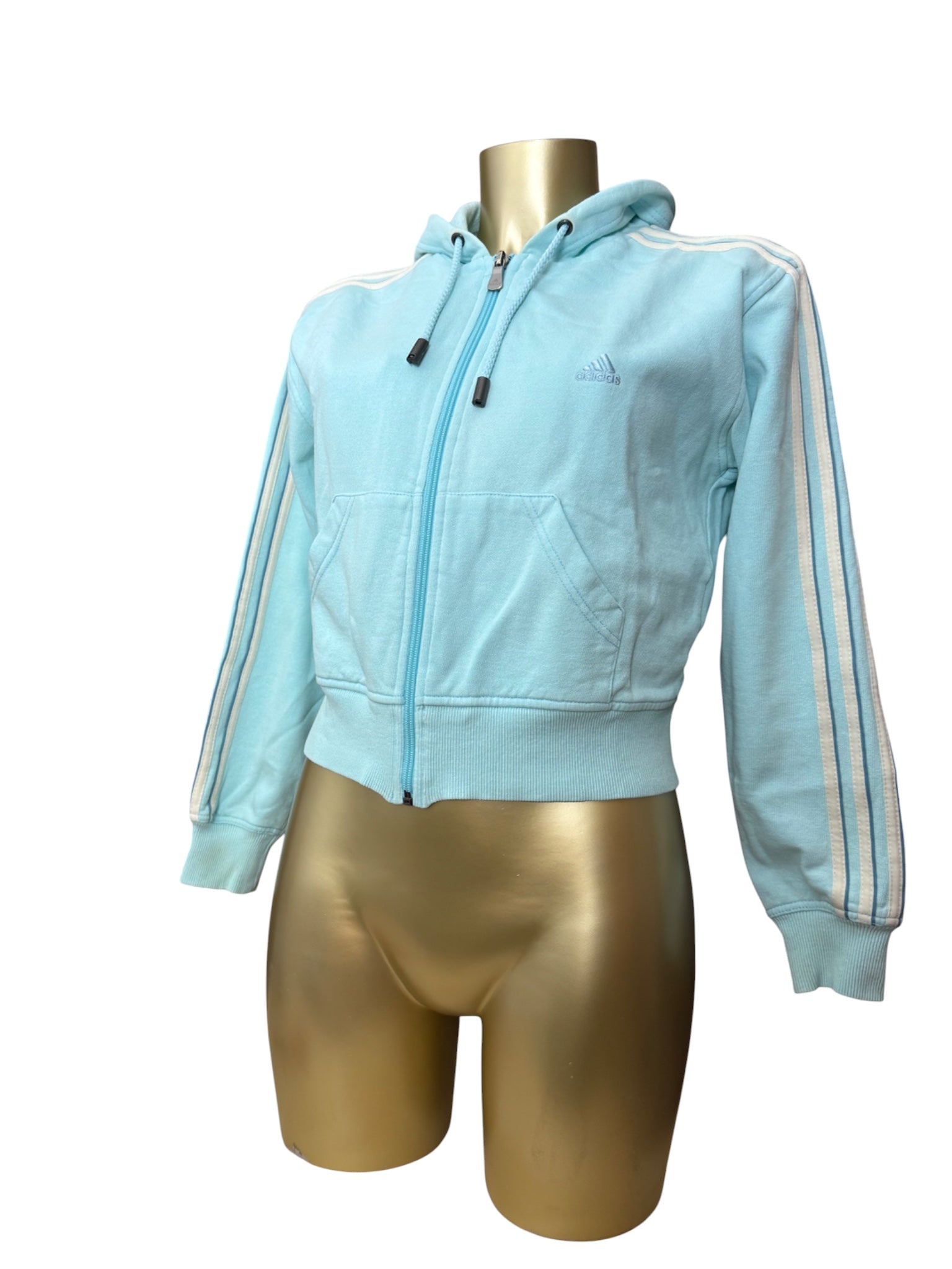 Baby blue striped zip up hoodie (XS/S)