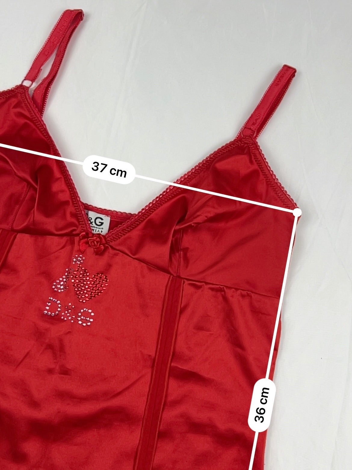 Red silky rhinestones logo cami top (M)