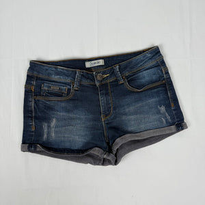 Blue navy denim low rise mini short (S)