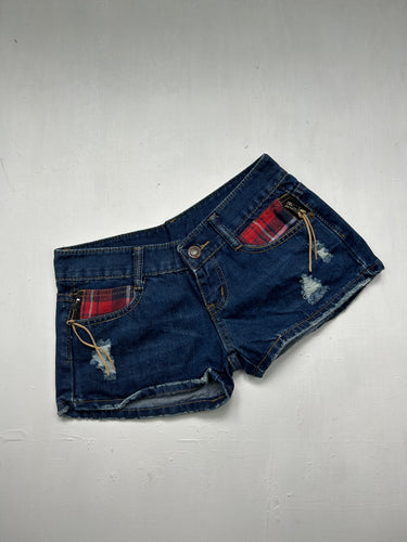 Navy blue denim low rise mini short (XS)