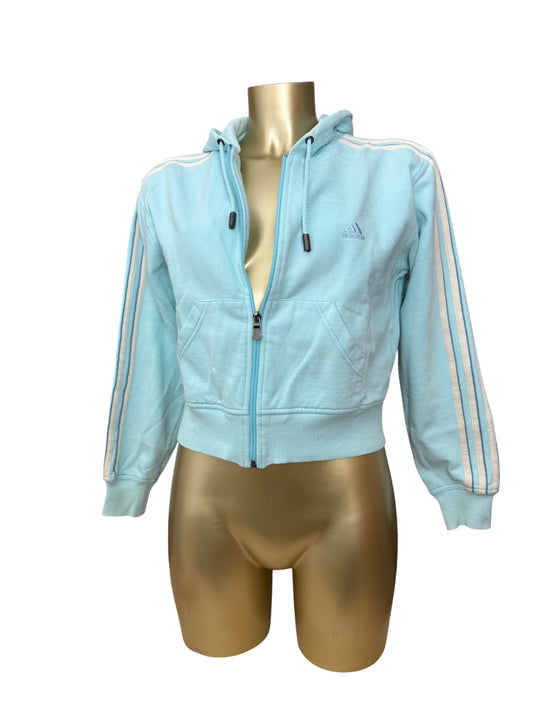 Baby blue striped zip up hoodie (XS/S)