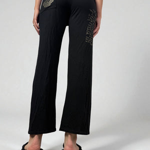 Black graphic cotton low rise joggers pants (S/M)