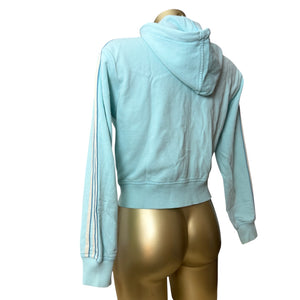 Baby blue striped zip up hoodie (XS/S)