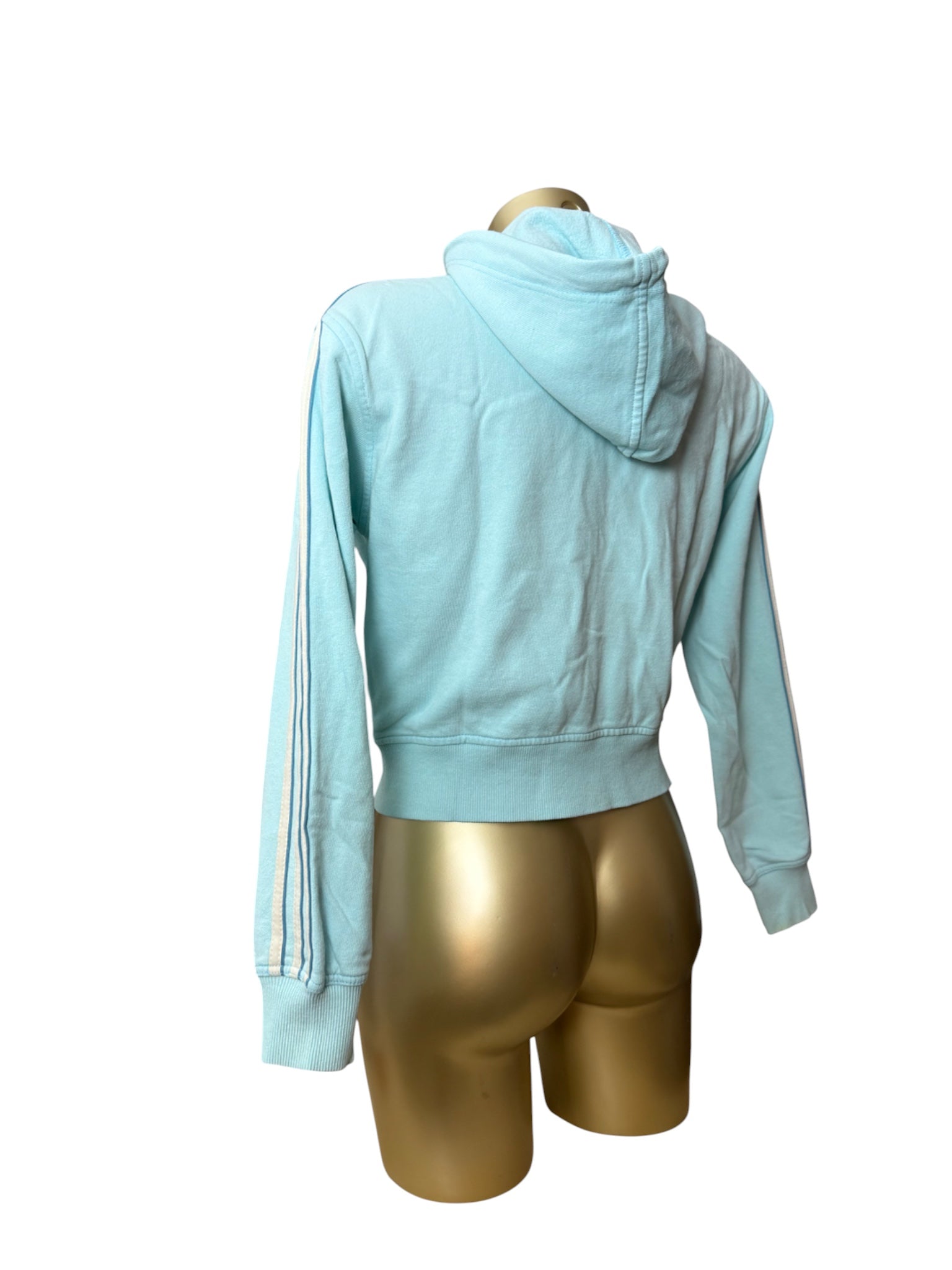 Baby blue striped zip up hoodie (XS/S)
