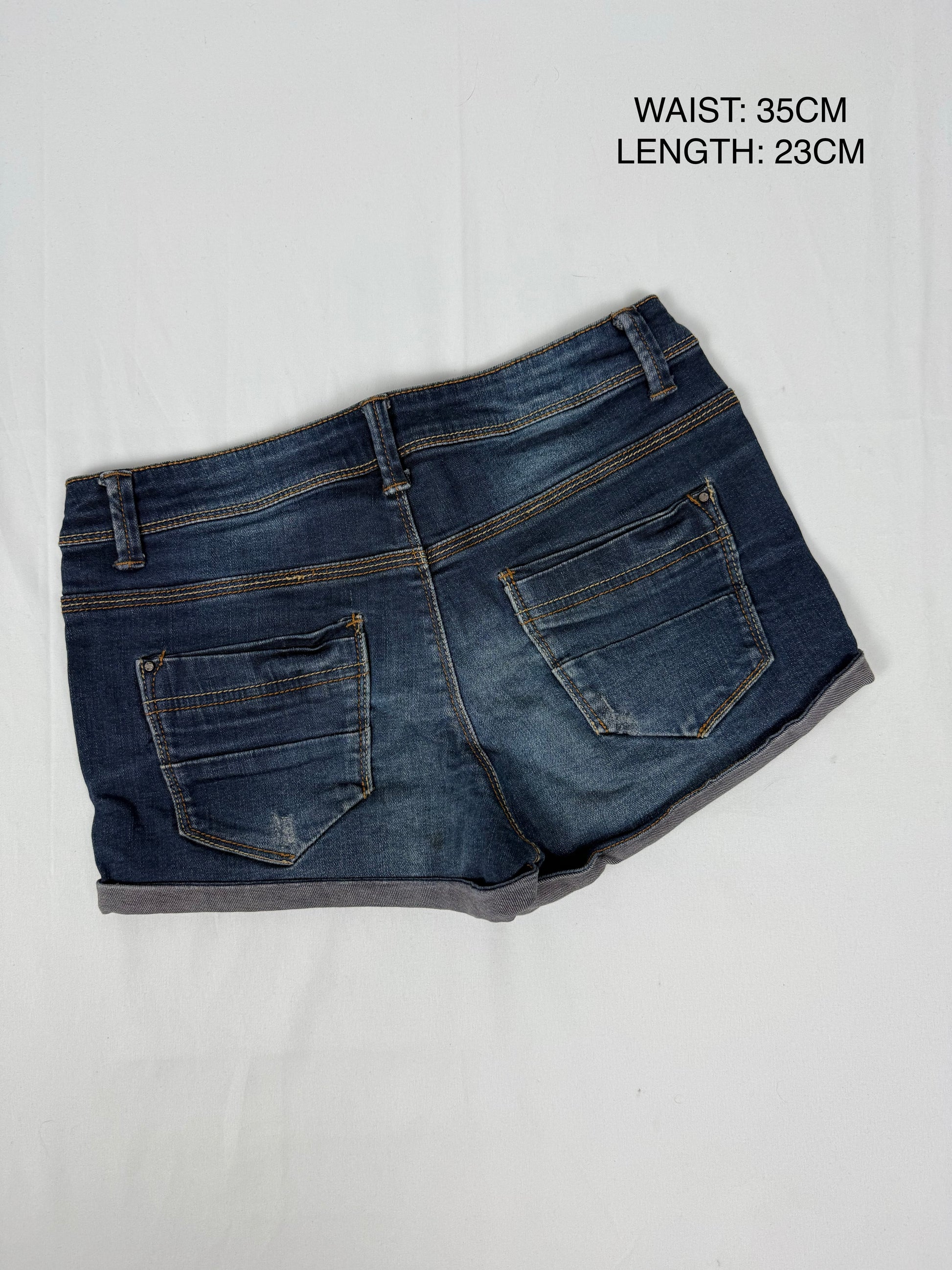 Blue navy denim low rise mini short (S)