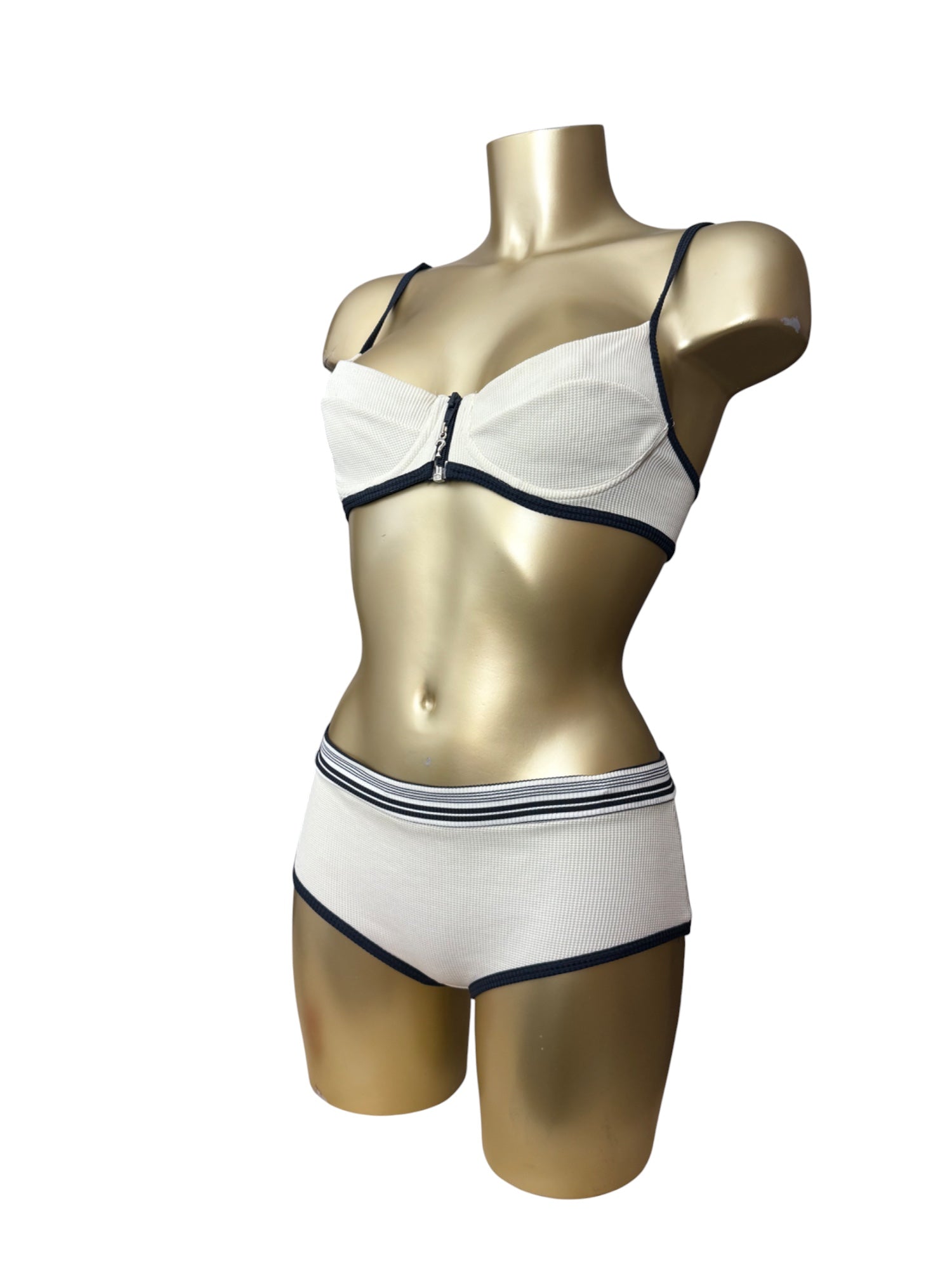 Cream low rise shorty bikini set (S)