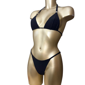 Black low rise monogram bikini set (S)