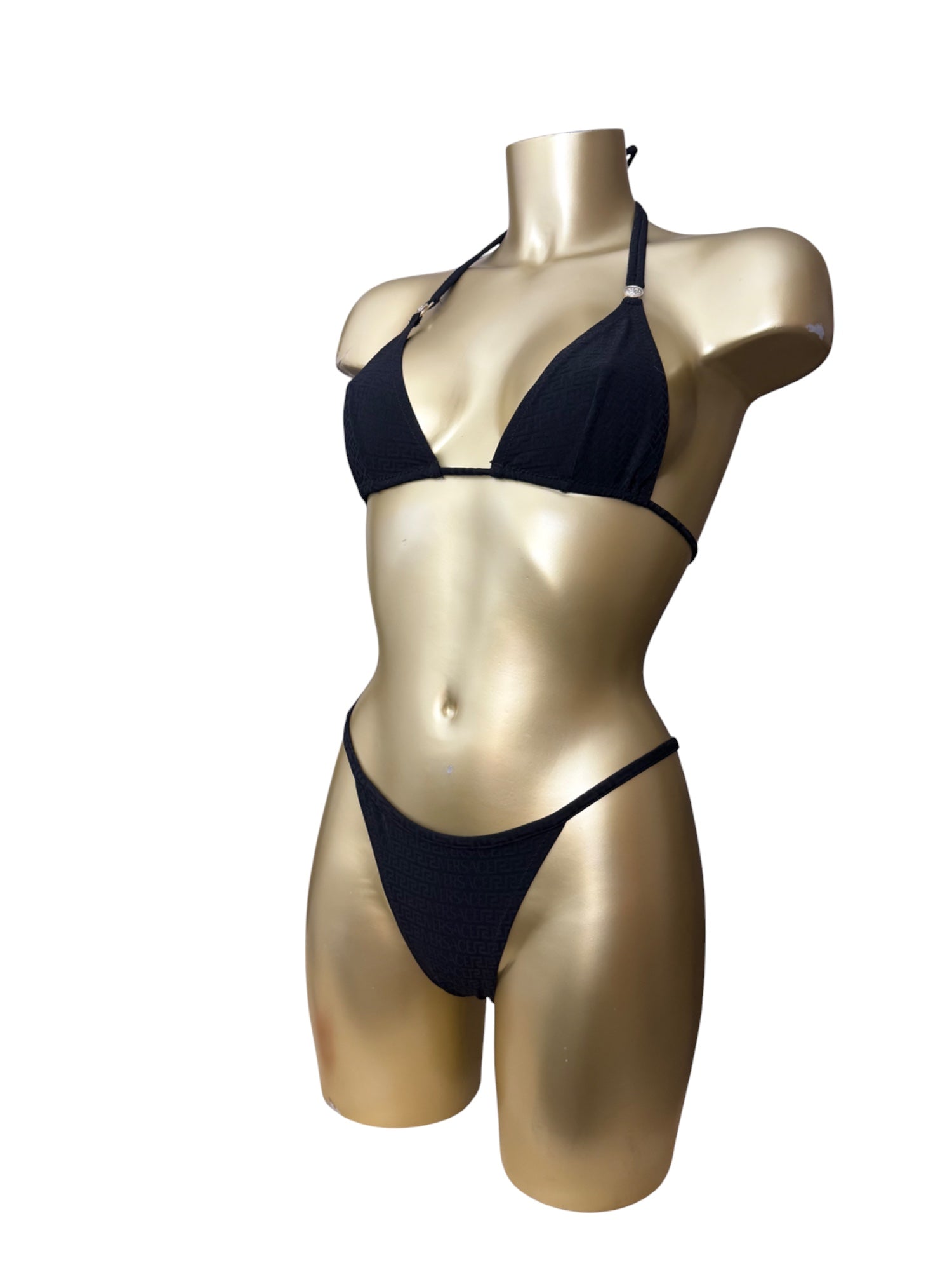 Black low rise monogram bikini set (S)