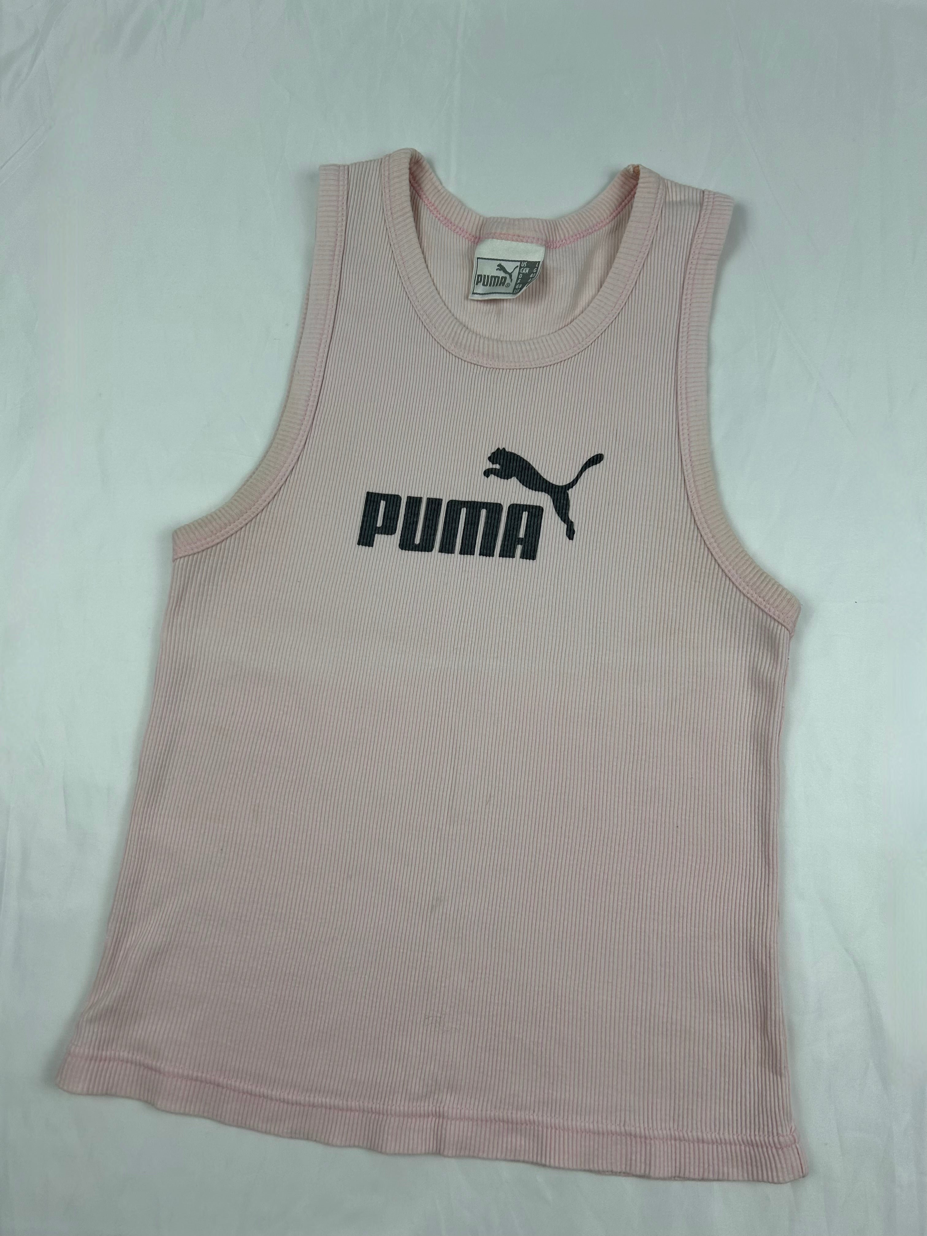 Baby pink ribbed logo tank top (M/L)