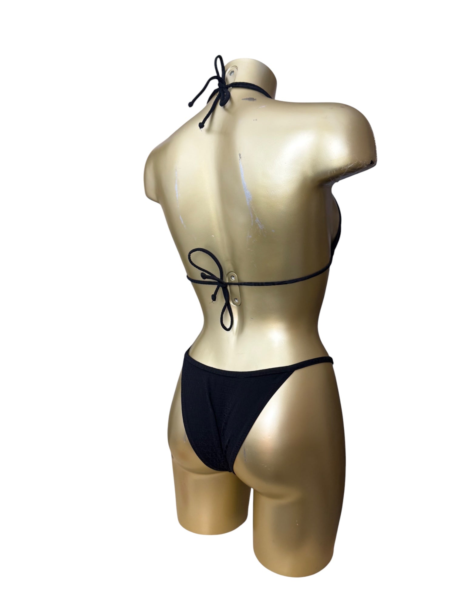 Black low rise monogram bikini set (S)
