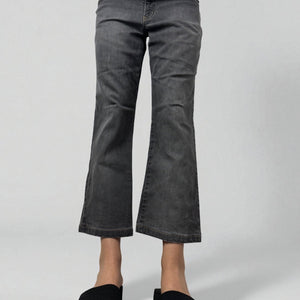 Grey denim mid rise baggy denim pants (S/M)